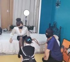 【魔鬼天使】情侣奴下跪伺候-鞭打/高跟踩 bf31148