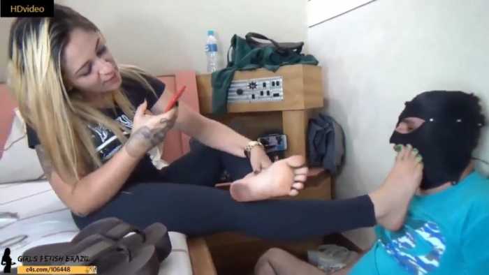 [GFB]Lime女王调教贱奴舔脏脚，人字拖大鞋底子踩脸闻鞋窝 O-200508-6